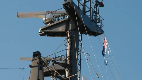 Foreign ship at berth in Australian port flying Australian flag. Stock Footage 86846101
