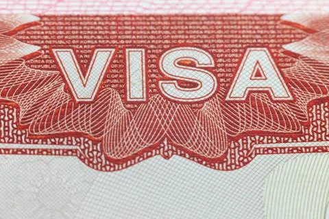 Foreign Visa in a passport  page  -  enjoy travel background Foto stock