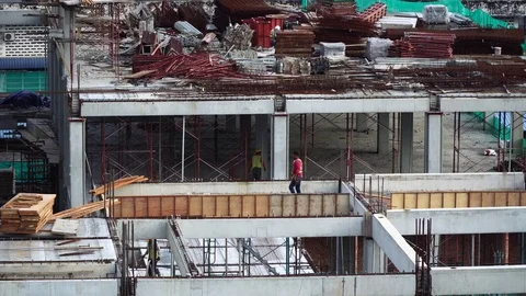 Foreigner worker at construction site Stock Footage 105327682