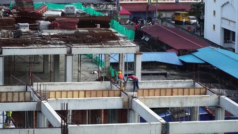 Foreigner worker at construction site Stock Footage 105327743