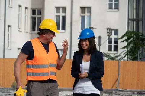 Foreman and engineer on construction site Stock Photos