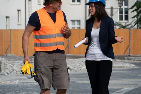 Foreman and engineer on construction site Stock Photos