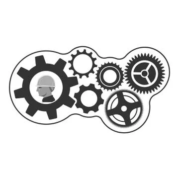 Foreman and gear wheels, creative builder Stock Illustration
