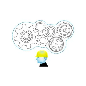Foreman and gear wheels, creative builder Stock Illustration