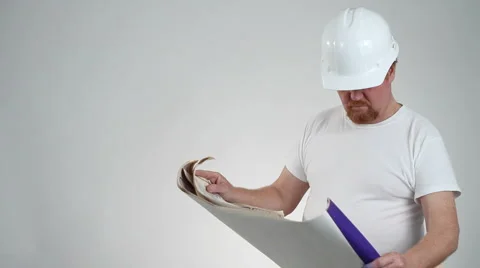 Foreman With Blueprints Stock Footage 937076