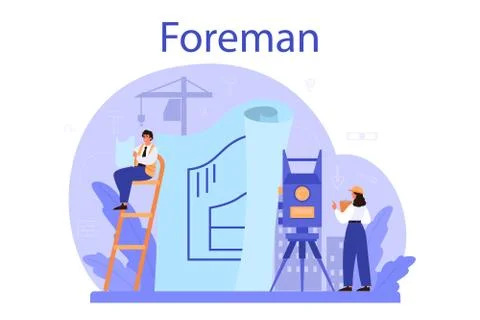 Foreman concept. Main engineer leading at construction site. Stock Illustration