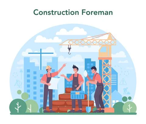 Foreman concept. Main engineer leading at construction site. Stock Illustration
