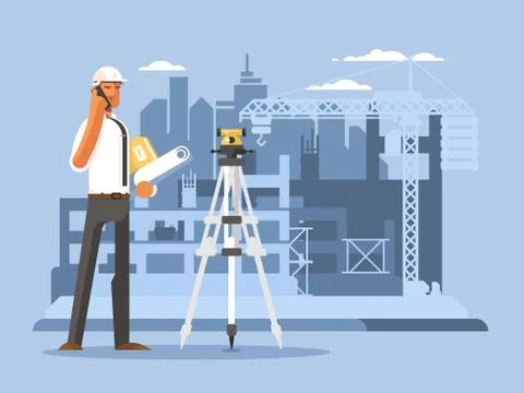 Foreman on construction flat design Stock Illustration