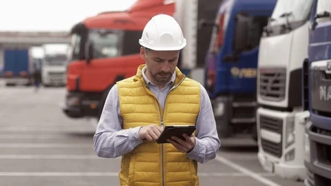 Foreman control loading Containers box to truck for Logistic Import Export Stock Footage 111481649