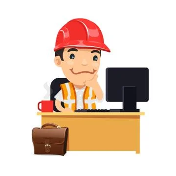 Foreman at his Desk Stock Illustration