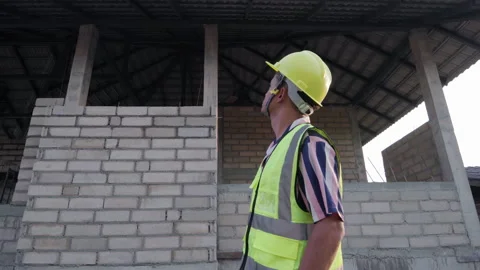 Foreman inspector in construction site building Stock Footage 161090299