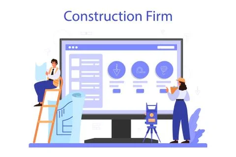 Foreman online service or platform. Main engineer leading at construction Stock Illustration