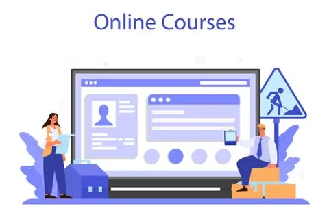 Foreman online service or platform. Main engineer leading at construction Stock Illustration