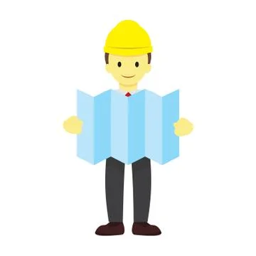 Foreman With Site Plan Vector Illustration Graphic Illustrazione stock