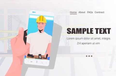 Foreman on smartphone screen discussing during video call self isolation online Stock Illustration
