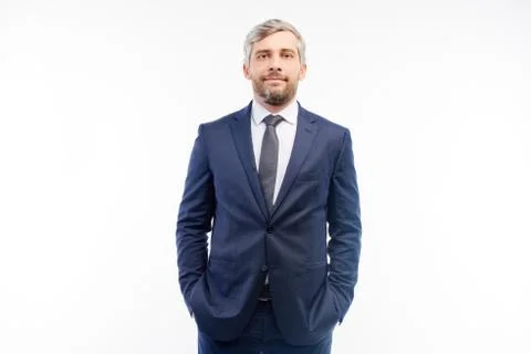 Foreman in a suit looking at the camera on a white background Foto stock