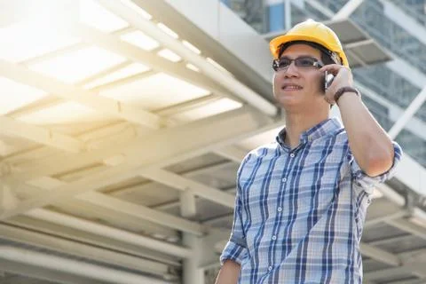 Foreman worker on construction site Stock Photos