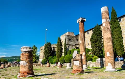 Forense Roman Basilica in Trieste, Italy Stock Photos
