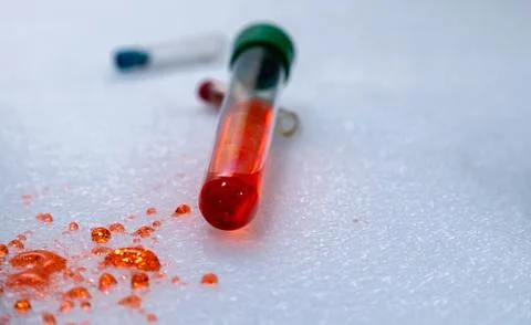 Forensic Analysis in Action Test Tube, Blood, and Criminology 2 Stock Photos