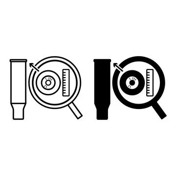 Forensic Ballistic Shell Analysis Icons. Line and Glyph Vector Illustration.. 스톡 일러스트