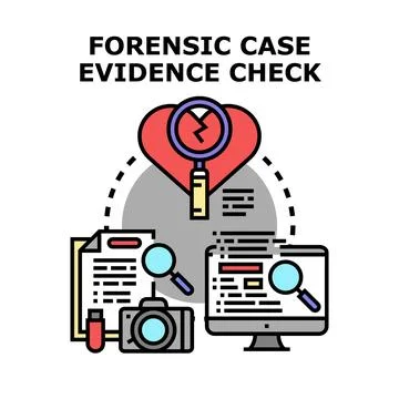 Forensic case evidence checking and investigation process Stock Illustration