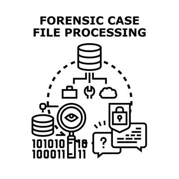 Forensic case file processing for digital data analysis Stock Illustration