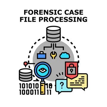 Forensic case file processing for digital data analysis Stock Illustration