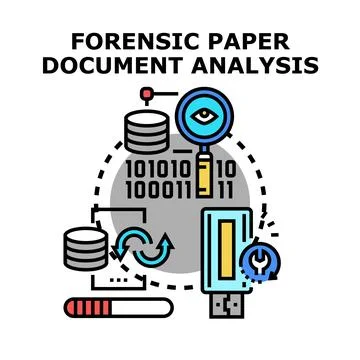 Forensic digital document analysis concept illustration Stock-Illustration