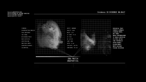 Forensic DNA Analysis HUD Biologist Scanning Sample Telemetry Screen Stock Footage 340932043