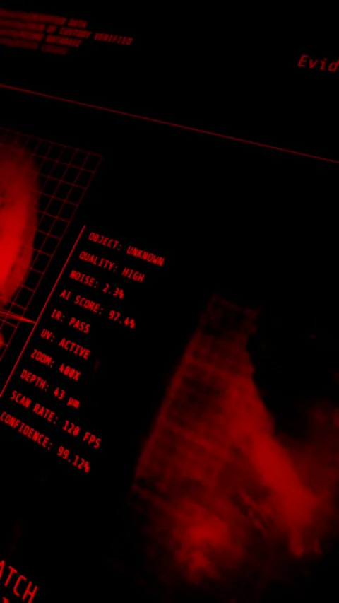 Forensic DNA Analysis Red HUD Vertical Screen Medical Technology Simulation Stock Footage 341422648