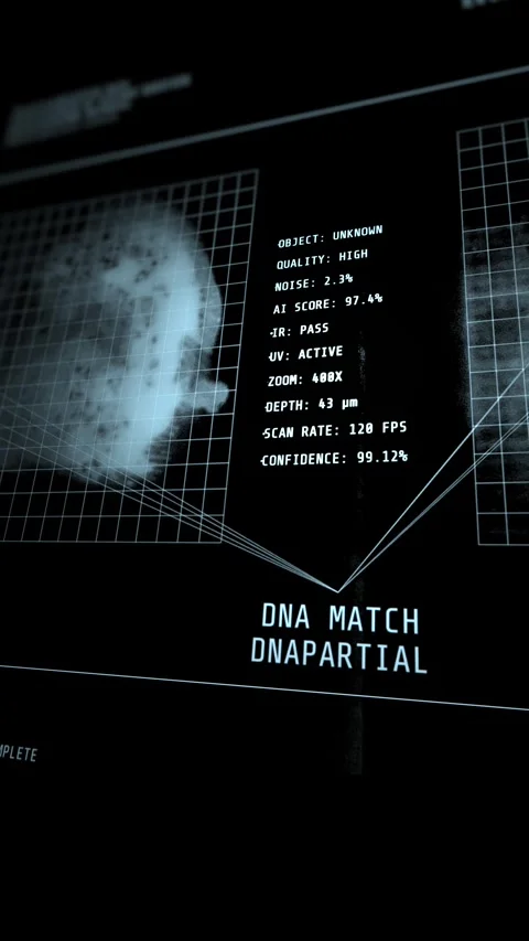Forensic DNA Matching Software Telemetry System Vertical Screen Interface Stock Footage 340933180