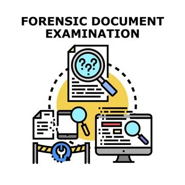 Forensic document examination investigating questionable papers and data Stockillustratie