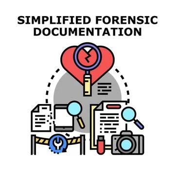 Forensic documentation process analyzing evidence and data Ilustración de archivo