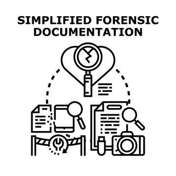 Forensic documentation process analyzing evidence and data Stock Illustration