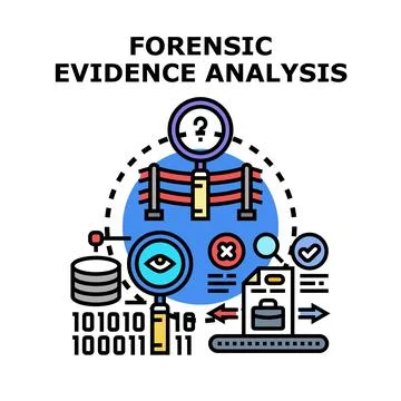 Forensic evidence analysis investigating data and legal cases Stock Illustration