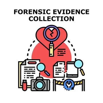 Forensic evidence collection process and digital investigation Stock Illustration