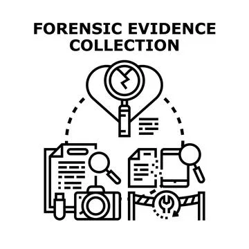 Forensic evidence collection process and digital investigation Stock Illustration