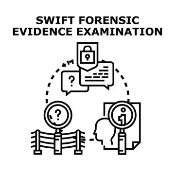 Forensic evidence examination process securing investigation data Stock Illustration