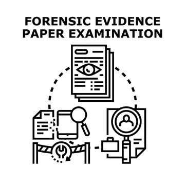 Forensic evidence paper examination process analyzing data Stock Illustration