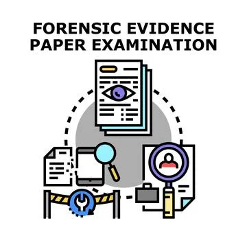 Forensic evidence paper examination process analyzing data Stock Illustration