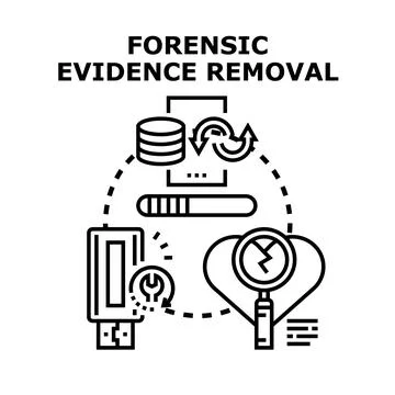 Forensic evidence removal process with data and broken clue 스톡 일러스트