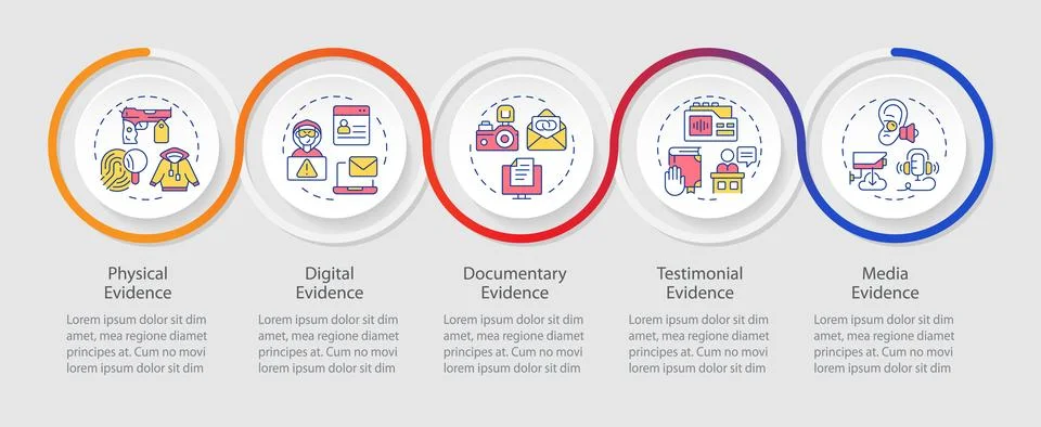 Forensic evidence types loop infographic template Stock Illustration