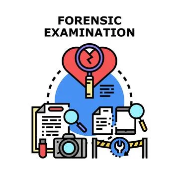 Forensic examination concept detecting evidence and analyzing data Stock Illustration