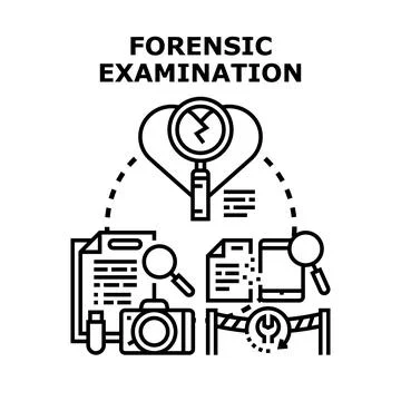Forensic examination concept detecting evidence and analyzing data Stock Illustration