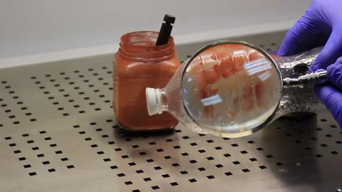 Forensic expert examines the object of examination for the presence of Stock Footage 219201035