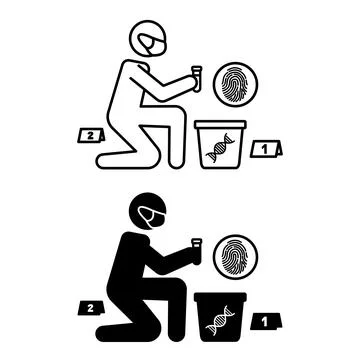 Forensic Expert Icons. Line and Glyph Vector Illustrations. Forensic Scient.. Stock Illustration