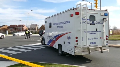 Forensic Identification Services at Scene of a Shooting - 24fps 1080p Stock Footage 91561762