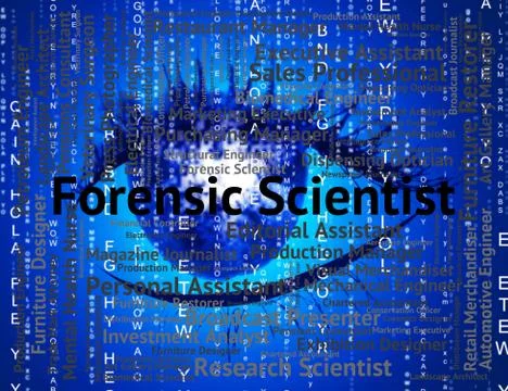 Forensic Scientist Shows Position Scientists And Word Ilustración de archivo