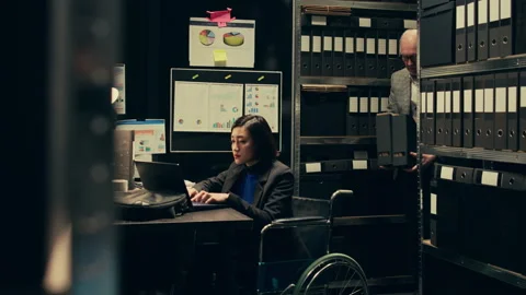 Forensic team extracting DNA samples for modern analysis in archive room Stock Footage 267483273