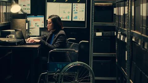 Forensic team extracting DNA samples for modern analysis in archive room 写真素材